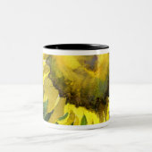 ヒマワリ04の絵を描くマグの水彩画の芸術 ツートーンマグカップ (中央)