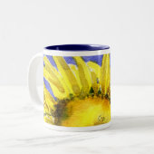 ヒマワリ05の絵を描くマグの水彩画の芸術 ツートーンマグカップ (正面左)