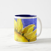 ヒマワリ05の絵を描くマグの水彩画の芸術 ツートーンマグカップ (正面右)