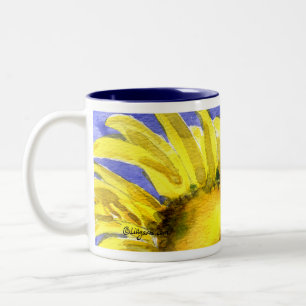 ヒマワリ05の絵を描くマグの水彩画の芸術 ツートーンマグカップ
