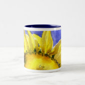 ヒマワリ05の絵を描くマグの水彩画の芸術 ツートーンマグカップ (中央)