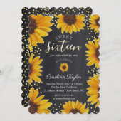 ヒマワリ16誕生日黒板 招待状 (正面/裏面)