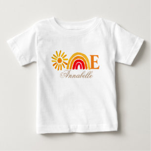 ヒマワリ1stバースデーウォーターカラーイエローサンベビー ベビーTシャツ