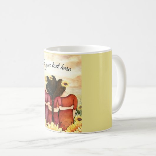 ヒマワリ3の親友の姉妹を個人化して下さい コーヒーマグカップ (正面右)