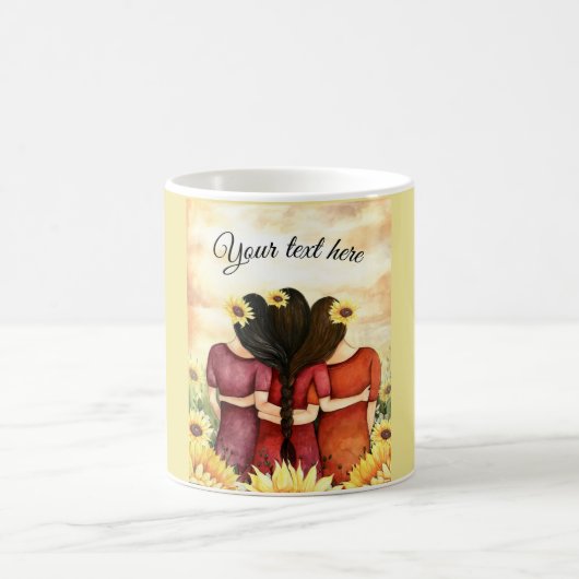 ヒマワリ3の親友の姉妹を個人化して下さい コーヒーマグカップ (中央)