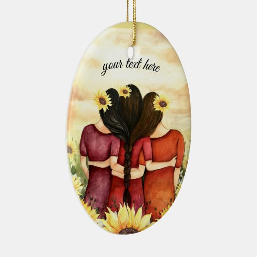 ヒマワリ3の親友の姉妹を個人化して下さい セラミックオーナメント (右)