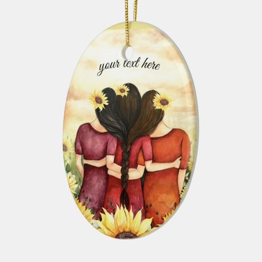 ヒマワリ3の親友の姉妹を個人化して下さい セラミックオーナメント (左)