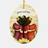 ヒマワリ3の親友の姉妹を個人化して下さい セラミックオーナメント (正面)