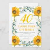 ヒマワリ40thバースデーイエローユーカリフローラ 招待状 (正面/裏面)