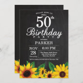 ヒマワリ50誕生日招待状 招待状 (正面/裏面)