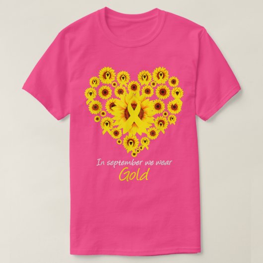 ヒマワリ9月We衣服金ゴールド小児がん Tシャツ (デザイン正面)