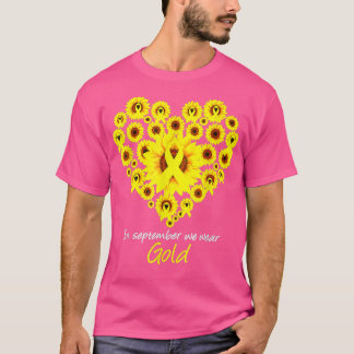 ヒマワリ9月We衣服金ゴールド小児がん Tシャツ