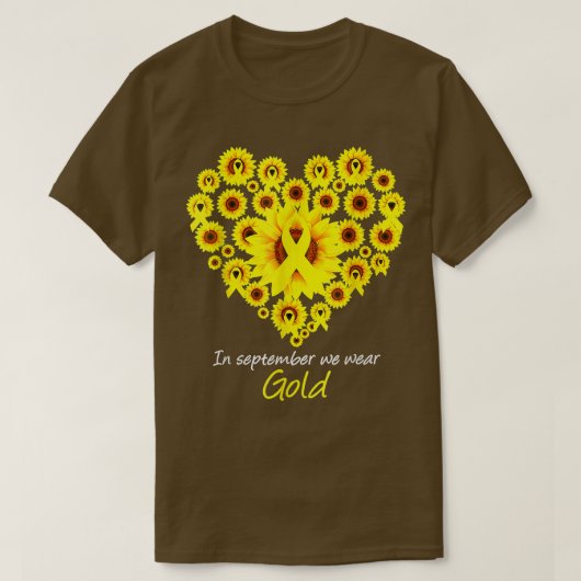 ヒマワリ9月We衣服金ゴールド小児がん Tシャツ (デザイン正面)