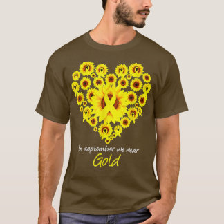 ヒマワリ9月We衣服金ゴールド小児がん Tシャツ