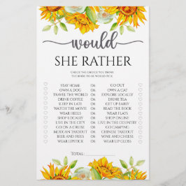 ヒマワリ 「どちらかというと」 ブライダルシャワーゲーム