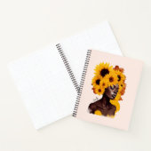 ヒマワリ・アフロヘアのアフリカ系アメリカ人女性 ノートブック (内部)