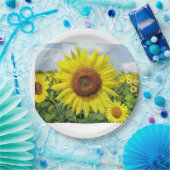 『ヒマワリ・イン・アブデンション・デジタル・アート・プリントはがき』 ペーパープレート (パーティー)