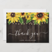 ヒマワリ·ウッド·ストリング結婚のサンキューカード サンキューカード (正面)