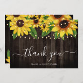 ヒマワリ·ウッド·ストリング結婚のサンキューカード サンキューカード (正面/裏面)