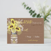 ヒマワリ·ジャー·バーラップ素朴 RSVPカード (スタンド正面)