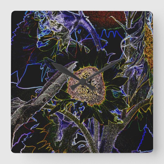 ヒマワリ スクエア壁時計 (正面)