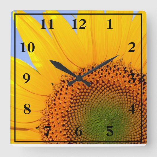 ヒマワリ スクエア壁時計 (正面)