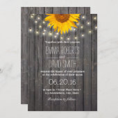 ヒマワリ&ストリングライツバーンウッド結婚ズ 招待状 (正面/裏面)