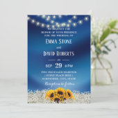 ヒマワリ&ストリングライトNavy 結婚 Blue's 招待状 (スタンド正面)