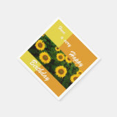 ヒマワリ – ハッピーバースデー紙ナプキン スタンダードカクテルナプキン (角)