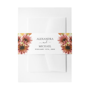 ヒマワリ·バーガンディ·カントリー·ウ結婚ォーターカラーズ 招待状ベリーバンド