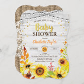 ヒマワリ·ベイビー·シャワーの誘い込み田舎の木 招待状 (正面/裏面)