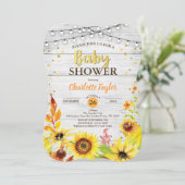 ヒマワリ·ベイビー·シャワーの誘い込み田舎の木 招待状 (スタンド正面)