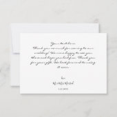 ヒマワリ&ホワイトローズアートフローラ – ブラック サンキューカード (裏面)