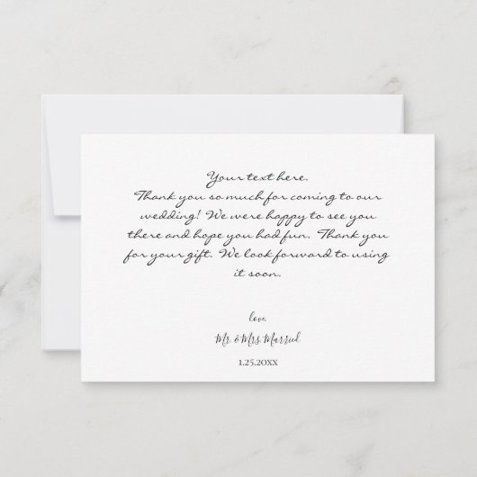 ヒマワリ&ホワイトローズアートフローラ – ブラック サンキューカード (裏面)