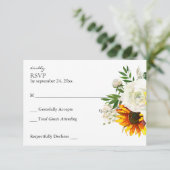 ヒマワリ&ホワイトローズフローラアートノミール 出欠カード (スタンド正面)