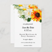 ヒマワリ&ホワイトローズフローラ&ホワイト セーブザデート (正面/裏面)