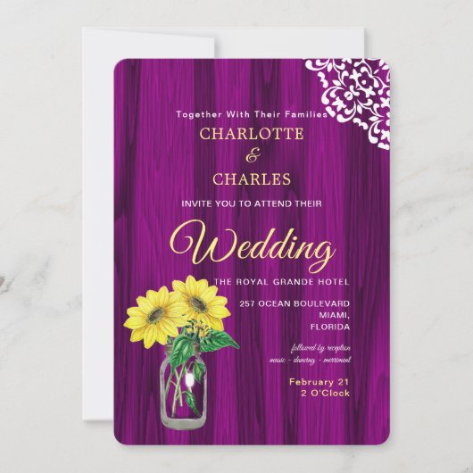 ヒマワリ・メ素朴イソン・結婚ジャーズ 招待状 (正面)