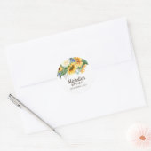ヒマワリ ユーカリの葉 誕生日パーティー 名前 ラウンドシール (封筒)