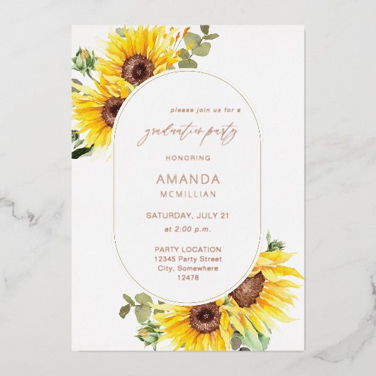 ヒマワリ・ユーカリフローラ卒業パーティー 箔招待状 (正面)