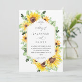 ヒマワリ&ユーカリモダンフローラ結婚ズ – ホワイト 招待状 (スタンド正面)