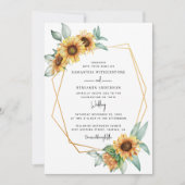 ヒマワリ ユーカリ グリーン ウォーターカラー ウェディング 招待状 (正面)