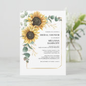 ヒマワリ ユーカリ ゴールドフレーム ブライダルシャワー 招待状 (スタンド正面)