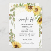 ヒマワリ ユーカリ ストリング ライト ウェディング セーブザデート (正面/裏面)