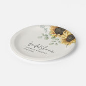 ヒマワリ ユーカリ フラワーブライダルシャワー ペーパープレート (アングル)