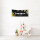 ヒマワリ・ユーカリ・金ゴールド紙吹雪卒業 横断幕 (インサイチュ)