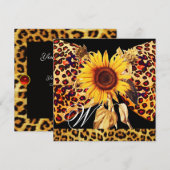 ヒマワリ ライオンの毛皮のボウ サマー パーティー モノグラム 招待状 (正面/裏面)