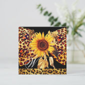 ヒマワリ ライオンの毛皮のボウ サマー パーティー モノグラム 招待状 (スタンド正面)