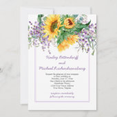 ヒマワリ、ラベンダー、ユーカリ結婚ス 招待状 (正面)