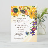 ヒマワリ ワイルドフラワーズ 花のキリスト教式ウェディング 招待状 (スタンド正面)