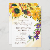 ヒマワリ ワイルドフラワーズ 花のキリスト教式ウェディング 招待状 (正面/裏面)